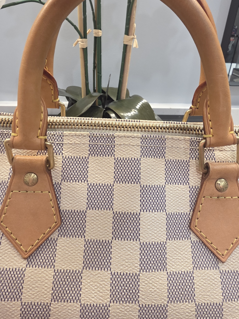 Louis Vuitton Damier Azur Satchel in Cream and Tan - Picture 12 of 16